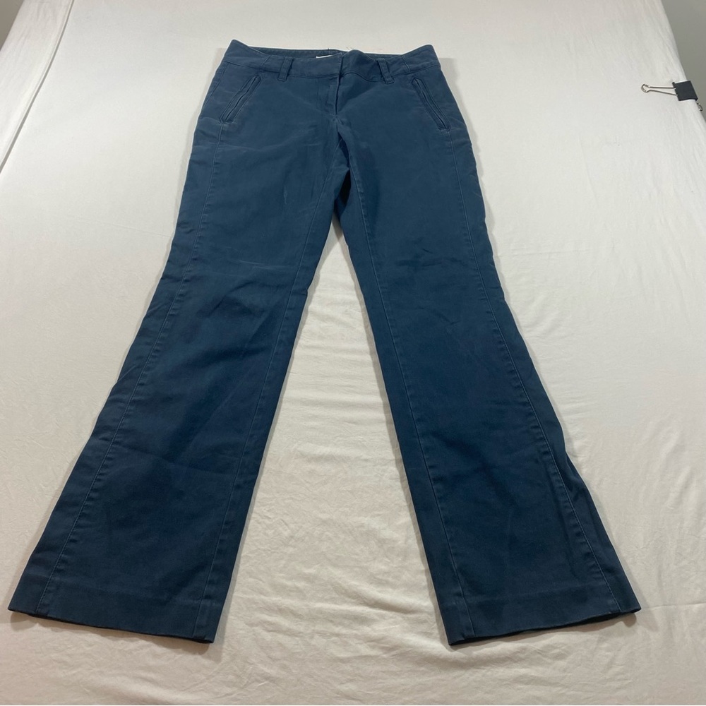Loft Pants Women’s 4 Straight Leg zip front Pockets Blue casual pants